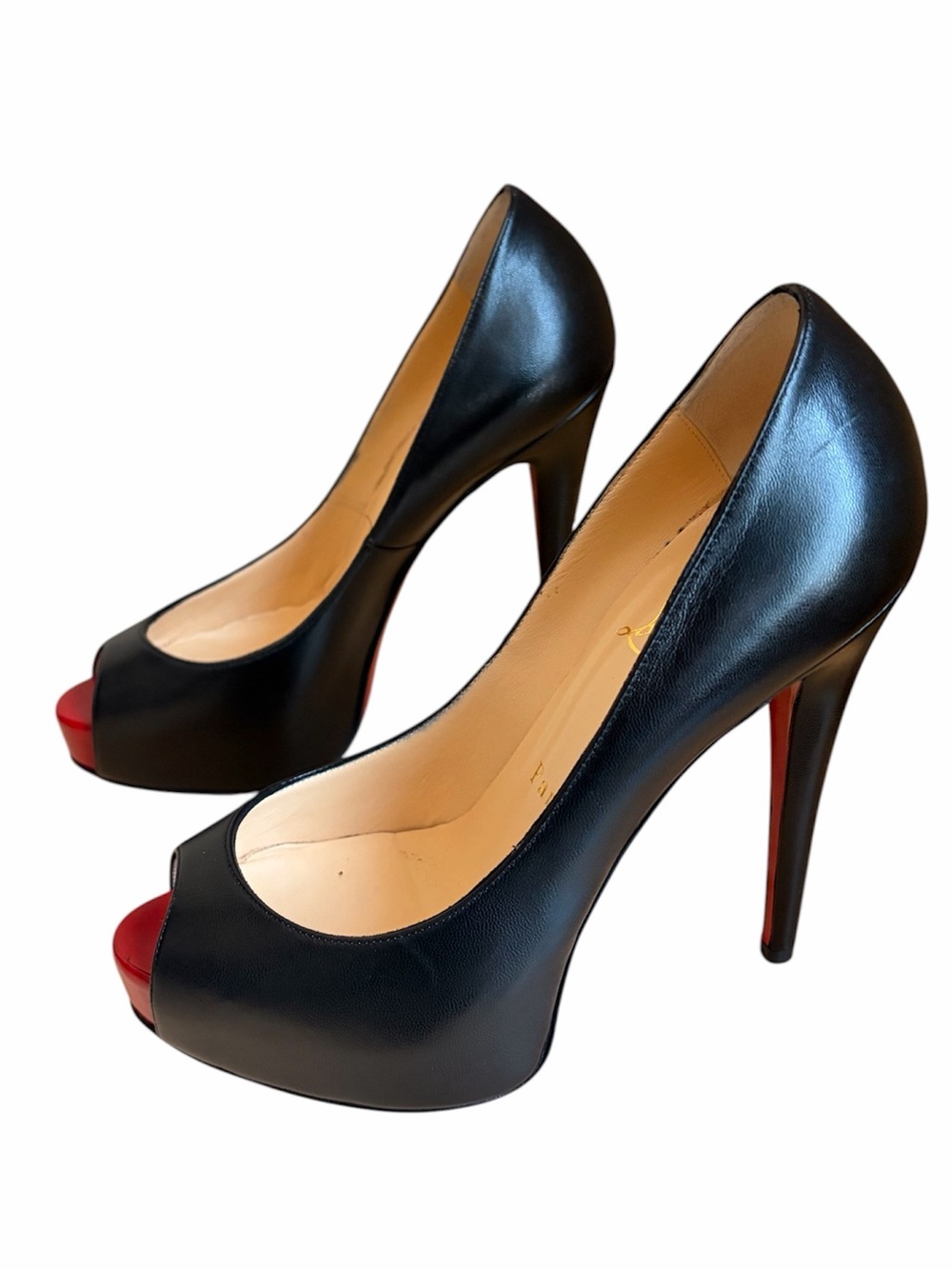 Christian Louboutin Vendome Black Peep-Toe High Heel Pump RETAIL 995